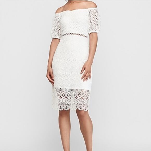 Express Lace Crochet Eyelet Midi Dress - Picture 14 of 14